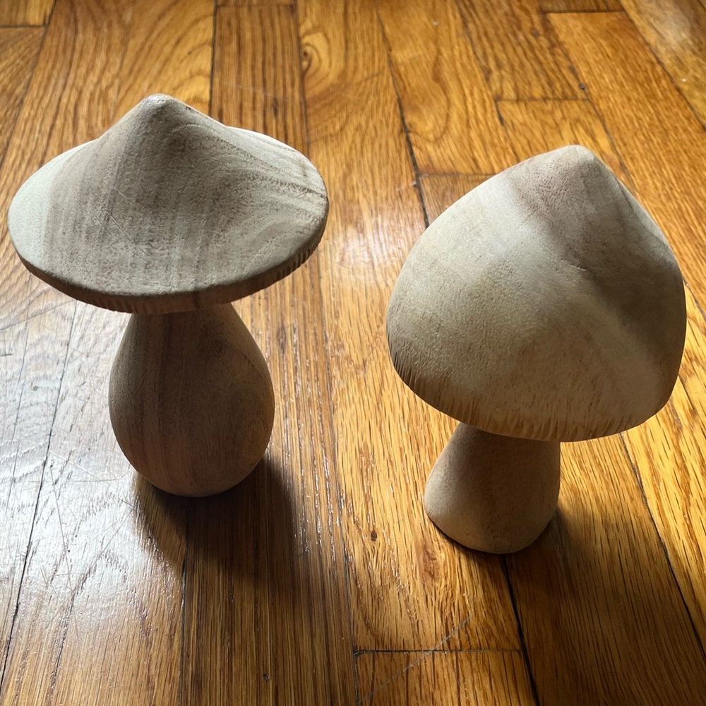wooden mushroom decorations
